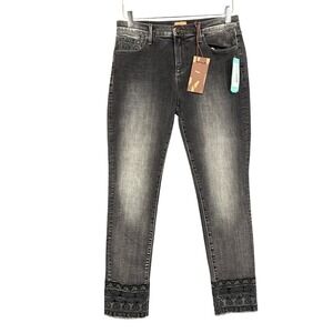 Driftwood Jeans Womens‎ 28 Gray Evalee Skinny Embroidered Scissor Cut Hem NWT